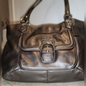Metallic tone brown Coach shoulder bag